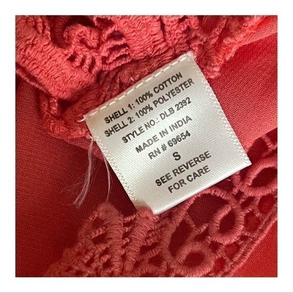 **DONATED** Charming Charlie Coral Open-Knit Button Front Tank (Size Small) - Picture 6 of 7